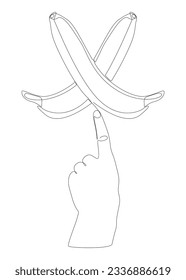 Una línea de mano continua con Banana. Concepto vectorial de Ilustración de líneas delgadas. Contour Drawing Ideas Creativas.