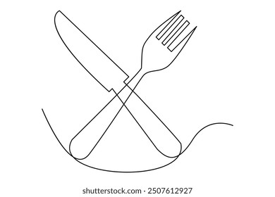 One continuous one line hand drawn plate, outline Vector illustration isolated on white background. outline Vector illustration

