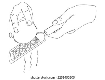 One continuous line of hand with Lemon and grater. Thin Line Illustration vector concept. Contour Drawing Creative ideas.