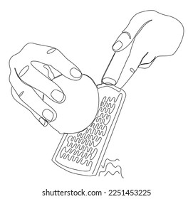 One continuous line of hand with Lemon and grater. Thin Line Illustration vector concept. Contour Drawing Creative ideas.