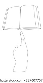 One continuous line of hand with multiple Books. Thin Line Illustration vector concept. Contour Drawing Creative ideas.