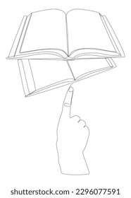 One continuous line of hand with multiple Books. Thin Line Illustration vector concept. Contour Drawing Creative ideas.