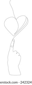 One continuous line of hand showing heart shape. Thin Line Illustration vector Valentine's Day concept. Contour Drawing Creative ideas.