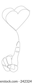 One continuous line of hand showing heart shape. Thin Line Illustration vector Valentine's Day concept. Contour Drawing Creative ideas.