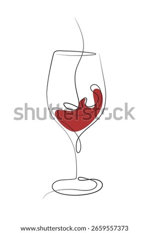 One continuous line of hand-drawn glasses of wine cheering isolated on a white background.