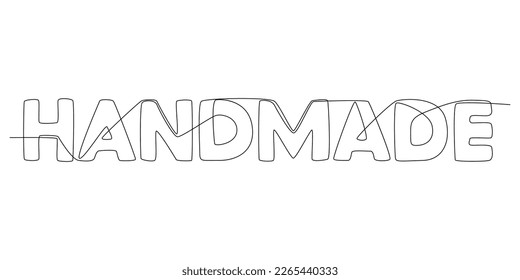 One continuous line of Handmade word. Thin Line Illustration vector concept. Contour Drawing Creative ideas.