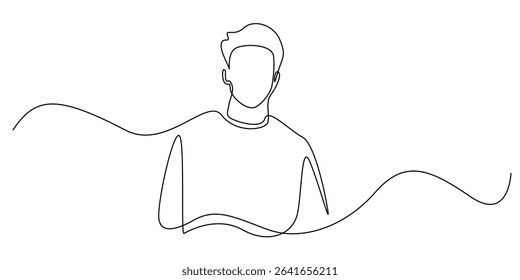one continuous line of handsome young man.single line portrait of man in casual clothes,front view.vector illustration eps 10