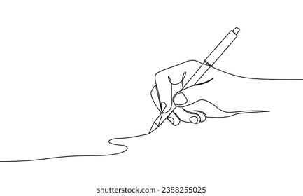 One continuous line handwriting, continuous hand drawing with pen line illustration. Vector illustration