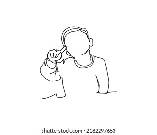 One continuous line of happy little boy expression. Minimalist style vector illustration in white background.