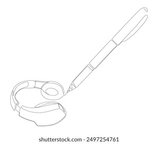 One continuous line of Headphones drawn with a pencil, felt tip pen. Thin Line Illustration vector concept. Contour Drawing Creative ideas.