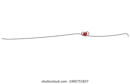 One continuous line heart decoration. Vector Illustration