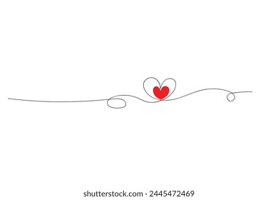 One continuous line heart drawing. Hand drawn vector illustration