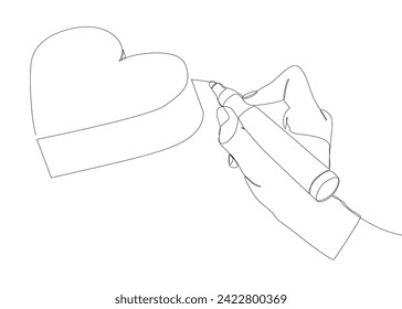 One continuous line of Heart drawn by with felt tip pen. Thin Line Illustration vector Valentine's Day concept. Contour Drawing Creative ideas.