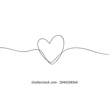 One continuous line heart. Hand drawn minimal love sign contemporary style, doodle single line romance symbol. Vector abstract art