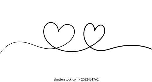 Una línea continua de corazones. Icono de amor de mano minimalista estilo contemporáneo, símbolo de romance de línea única doodle. Arte vectorial