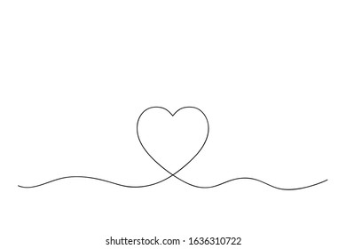 One continuous line illustration of heart. Concept of love. Vector.