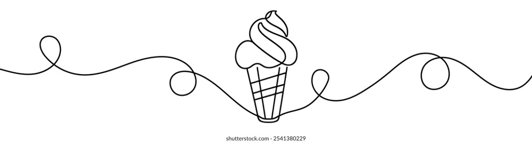 Eine durchgehende Linie Illustration von Eis, einzeln auf weißem Hintergrund. Line Art von Eis