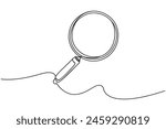 One continuous line illustration of magnifying glass. Vector illustration.