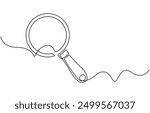 One continuous line illustration of magnifying glass. Continuous line drawing of magnifying glass lens. Vector illustration,
Magnifying glass search symbol isolated