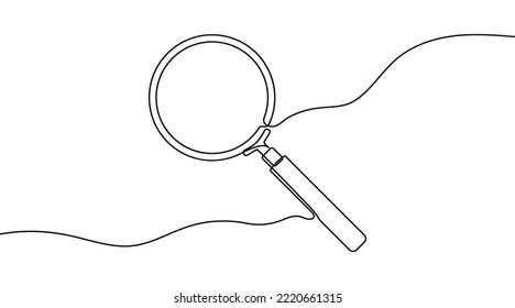 One continuous line illustration magnifying glass  Continuous line drawing magnifying glass lens  Vector illustration 