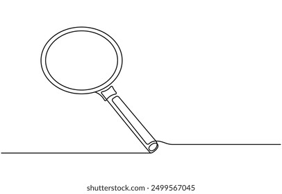 One continuous line illustration of magnifying glass. Continuous line drawing of magnifying glass lens. Vector illustration,
Magnifying glass search symbol isolated
