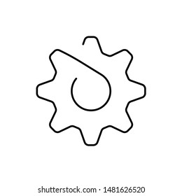 One continuous line illustration of moving gears wheels. Three cogwheels connected by one line. Editable stroke. Suitable for business concept, background element. Symbol of teamwork, development.