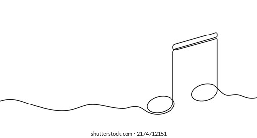 Una ilustración continua de la nota musical. Nota musical dibujada en una línea. Vector.
