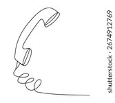 One continuous line illustration of a telephone receiver isolated on white background line art
