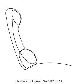 Uma ilustração de linha contínua de um receptor de telefone isolado na arte da linha de fundo branca