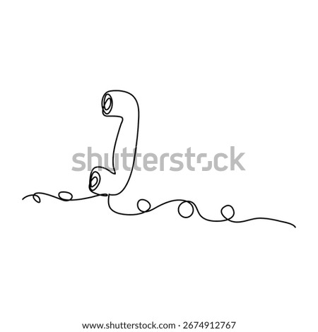 One continuous line illustration of a telephone receiver isolated on white background line art