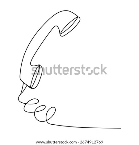 One continuous line illustration of a telephone receiver isolated on white background line art