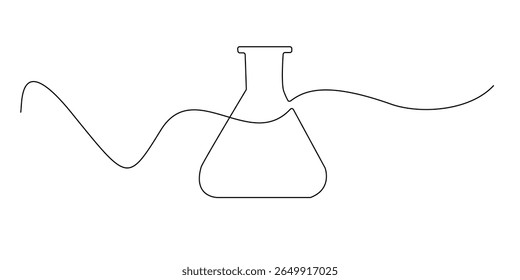 uma imagem de linha contínua de um tubo de ensaio cônico.um ícone de linha única de um tubo de laboratório.símbolo de ciência, pesquisa e outros