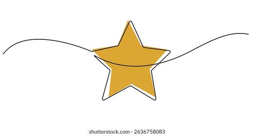 one continuous line image of a golden star.simple star symbol sign with gold color.one single line vector