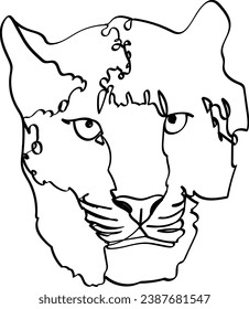 One continuous line image of a tiger in vector format