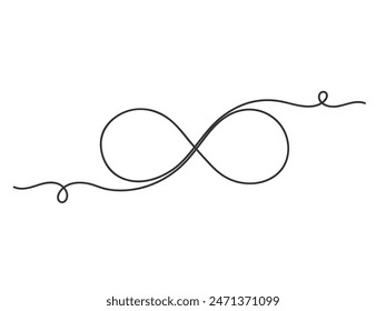 One continuous line of infinity symbol isolated vector illustration on white background.