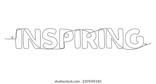 One continuous line of Inspiring word. Thin Line Illustration vector concept. Contour Drawing Creative ideas.