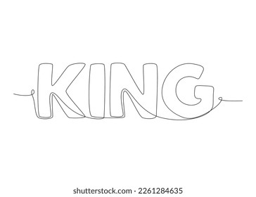 One continuous line of King word. Thin Line Illustration vector concept. Contour Drawing Creative ideas.