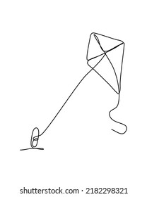 One continuous line of kite. Minimalist style vector illustration in white background.