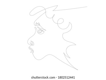 One continuous line of lady face.vector stock image for banner,logo,advertising,pattern,background,portrait image,people illustration,human illustration,woman illustration.