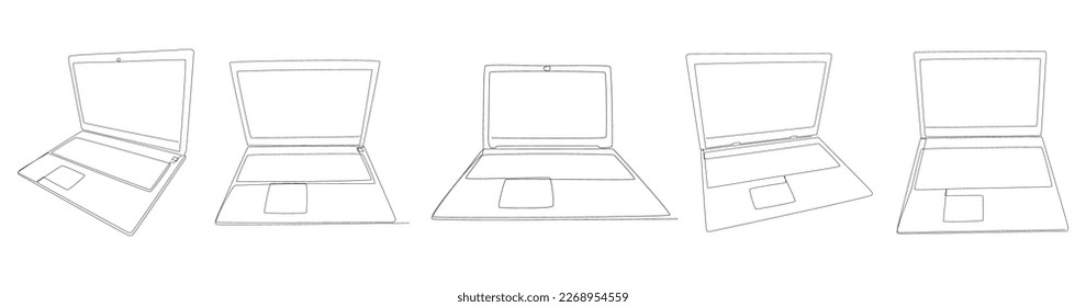 One continuous line of Laptop. Thin Line Illustration vector concept. Contour Drawing Creative ideas.