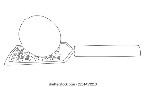 Una línea continua de limón y rallador. Concepto vectorial de Ilustración de líneas delgadas. Contour Drawing Ideas Creativas.