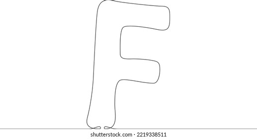 One continuous line. Letter of the alphabet. Latin alphabet. Capital letter. Letter F .One continuous line on a white background.