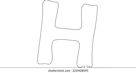 One continuous line. Letter of the alphabet. Latin alphabet. Capital letter. Letter H .One continuous line on a white background.