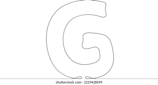 One continuous line. Letter of the alphabet. Latin alphabet. Capital letter. Letter G .One continuous line on a white background.