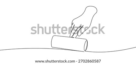 One continuous line of lint-free roller for cleaning clothes in simple linear style Vector illustration in doodle style.