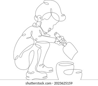 One continuous line.
Little child playing. Childrens games. Portrait of a baby.
One continuous drawing line logo isolated minimal illustration.
