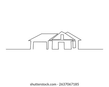 one continuous line logo, building architectural design vector illustration, isolated on transparent background