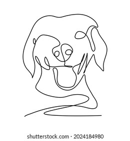 Eine durchgängige Linie von Logosymbolen, sitzender Hund, Lächeln, Wildtierkonzept, Haustier, Tierarzt.
