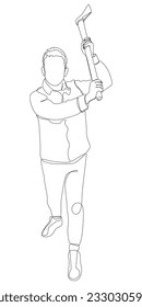 One continuous line of a Lumberjack. Thin Line Illustration vector concept. Contour Drawing Creative ideas.