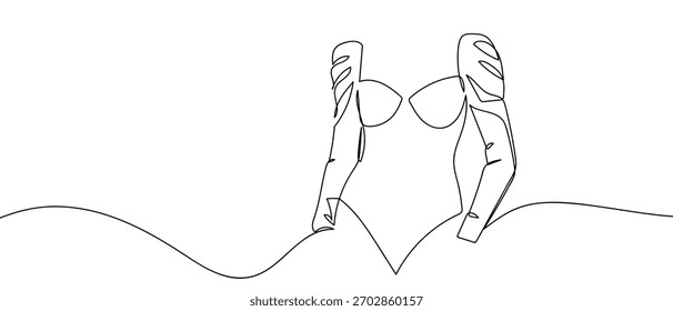 Una línea continua de ropa de noche lujosa y sexy Estilo lineal simple minimalista. Ilustración de contorno de Vector.